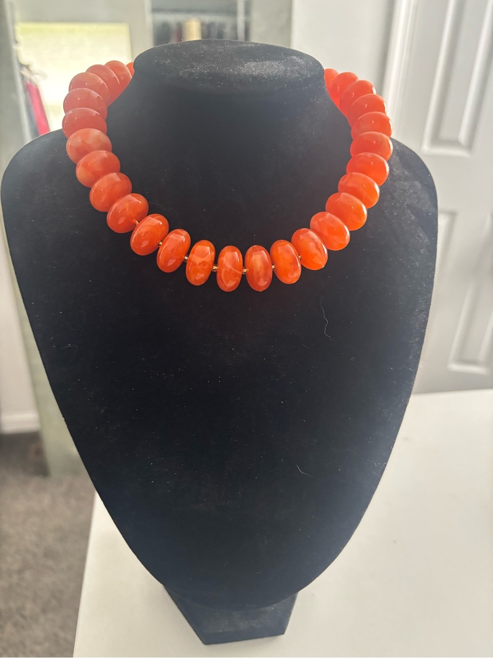 Fashion Jewelry Vibrant Orange Bead Statement Necklace